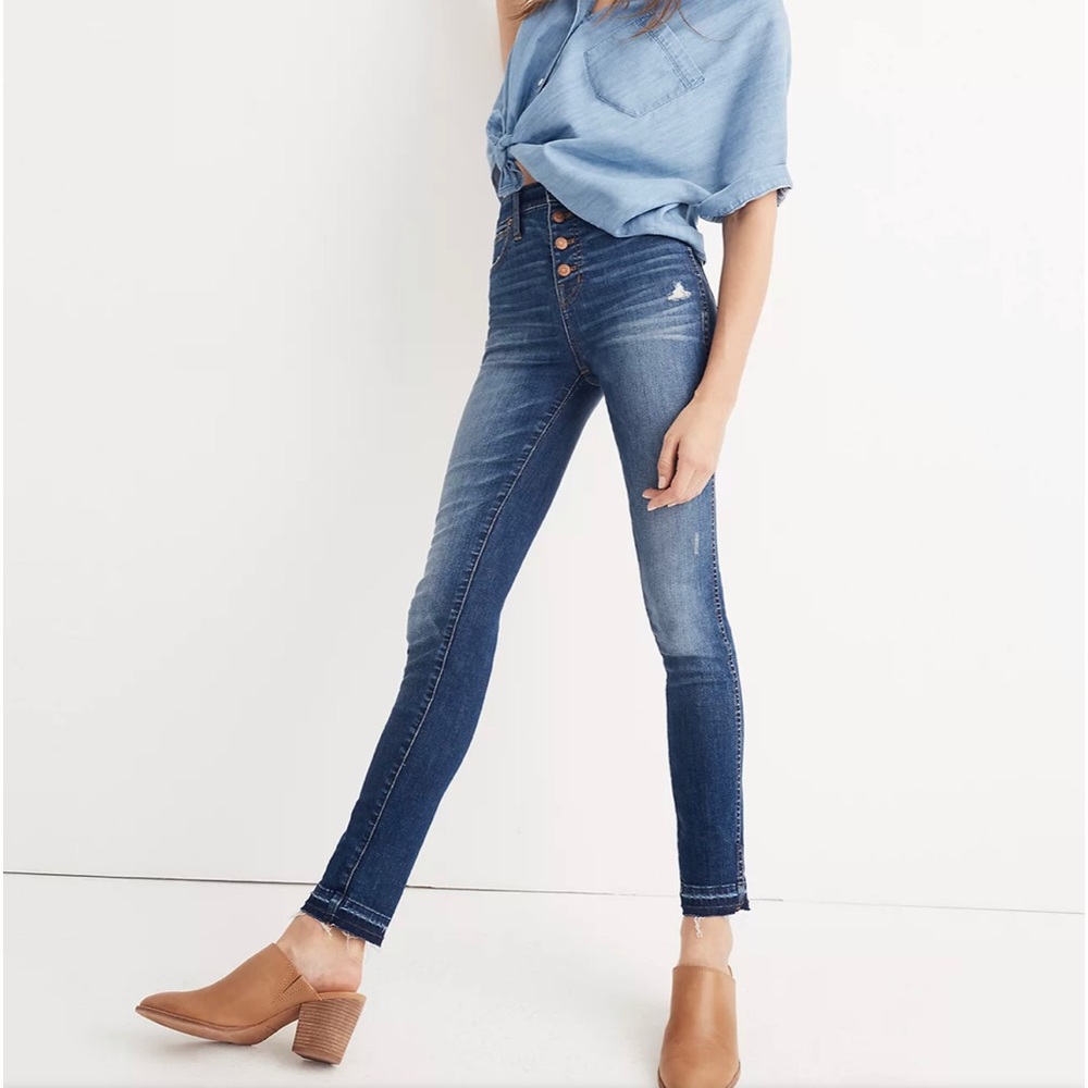 Madewell 10” high rise skinny jeans drop hem edition size 26